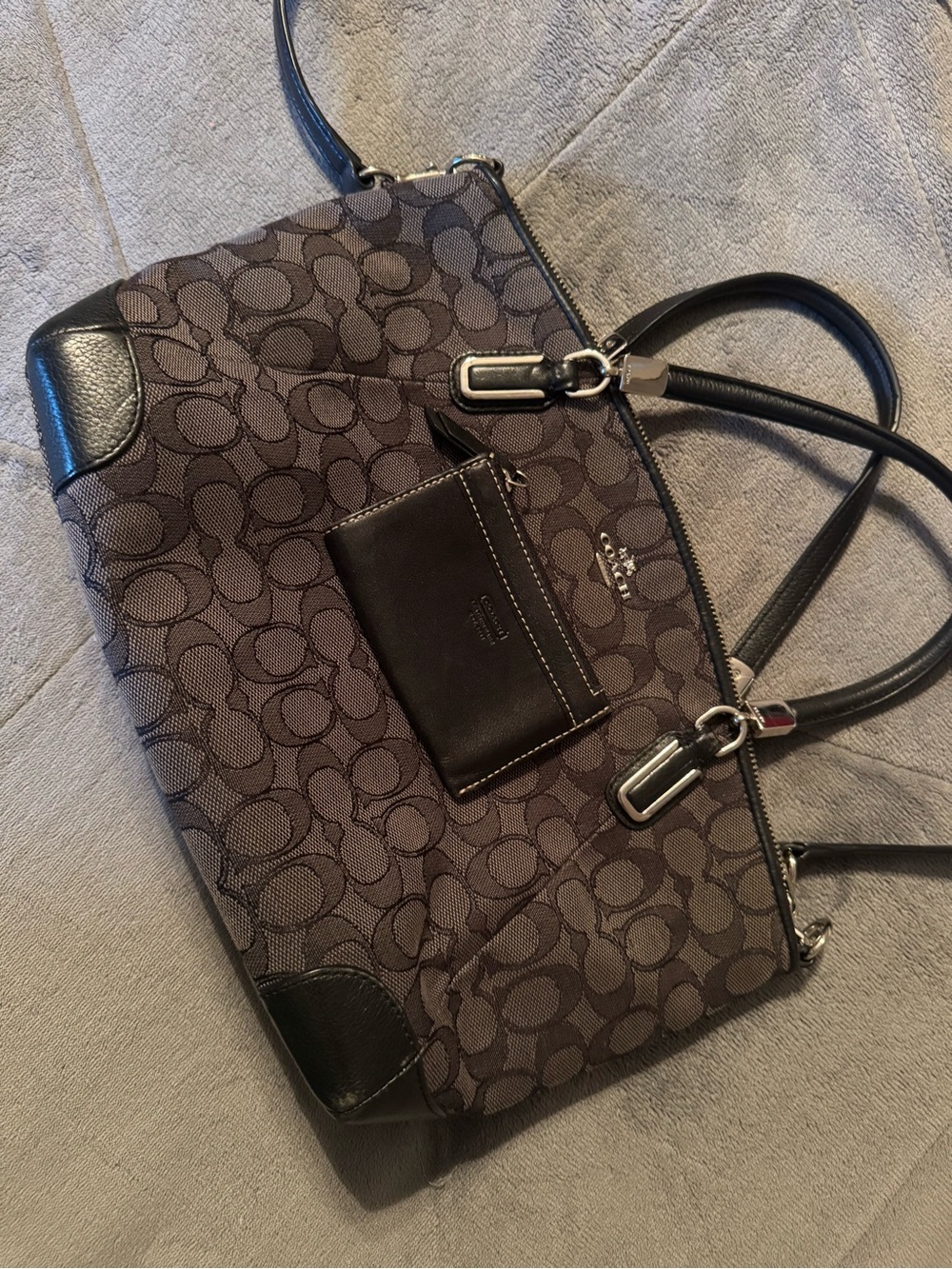 Coach Brown and Black Signature Tote Bag